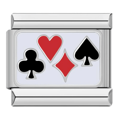 card suits Italian charm 9mm bracelet link Silver