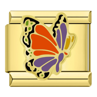colorful butterfly Italian charm 9mm bracelet link Gold
