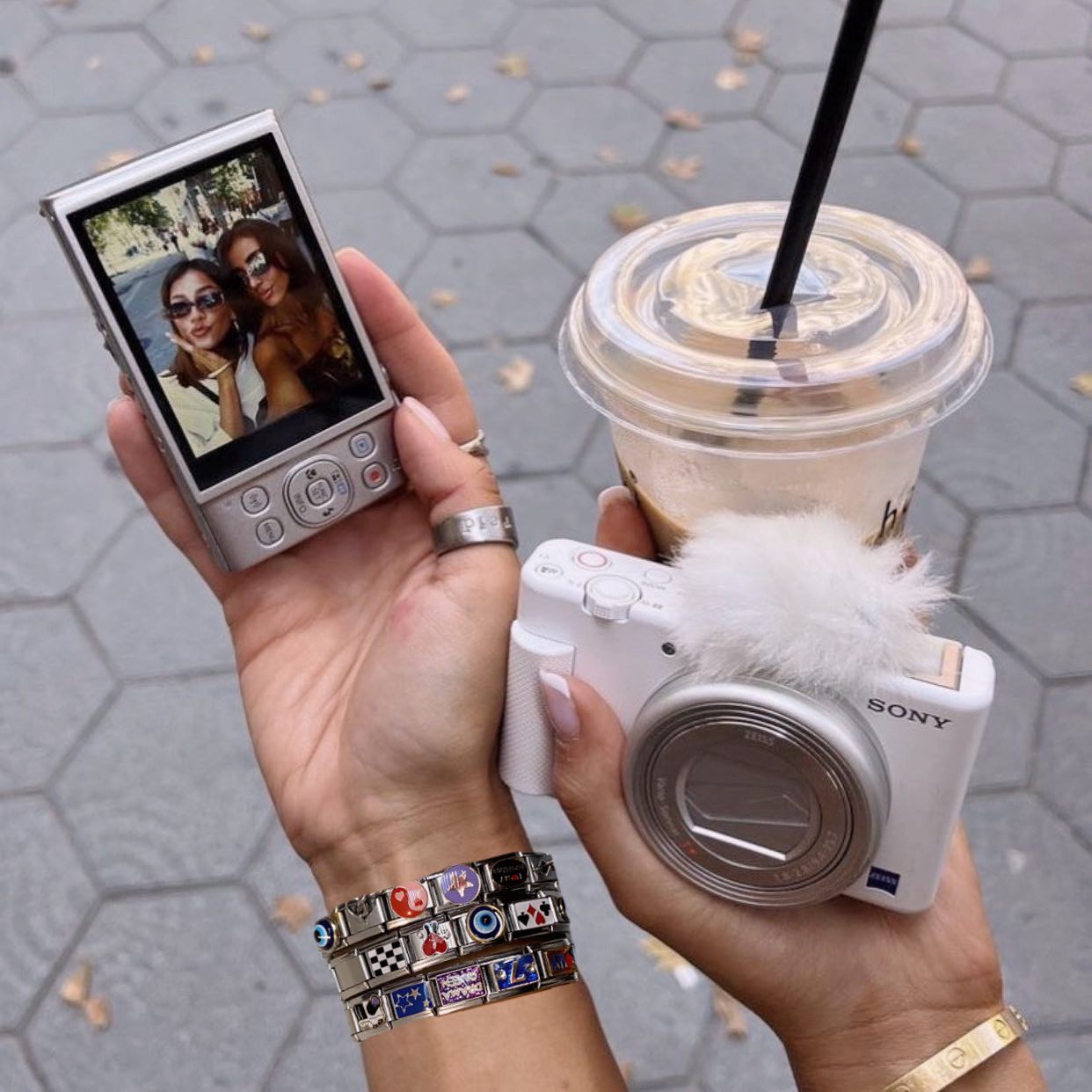 custom italian charm bracelet with star and heart charms on wrist