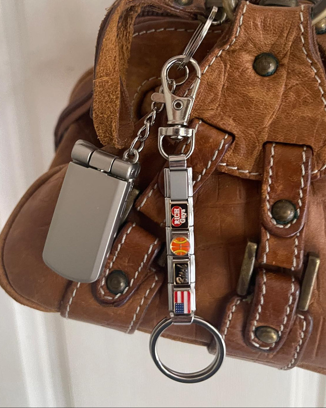 custom italian charm keychain with 9mm charms on stainless steel key ring