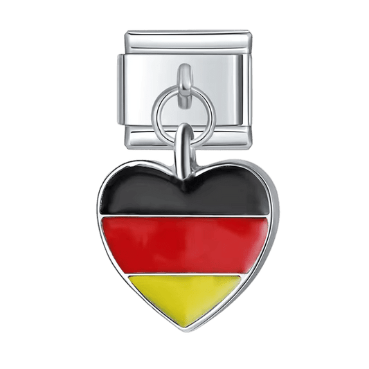 Dangling Heart Flag (Germany) - – Italian Charm Bracelet by Charmette