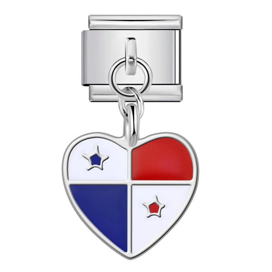 Dangling Heart Flag (Panama) - – Italian Charm Bracelet by Charmette