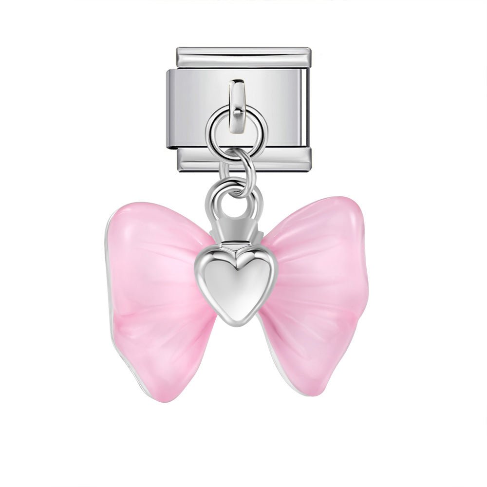 Dangling Pink Bow -– Italian Charm Bracelet by Charmette