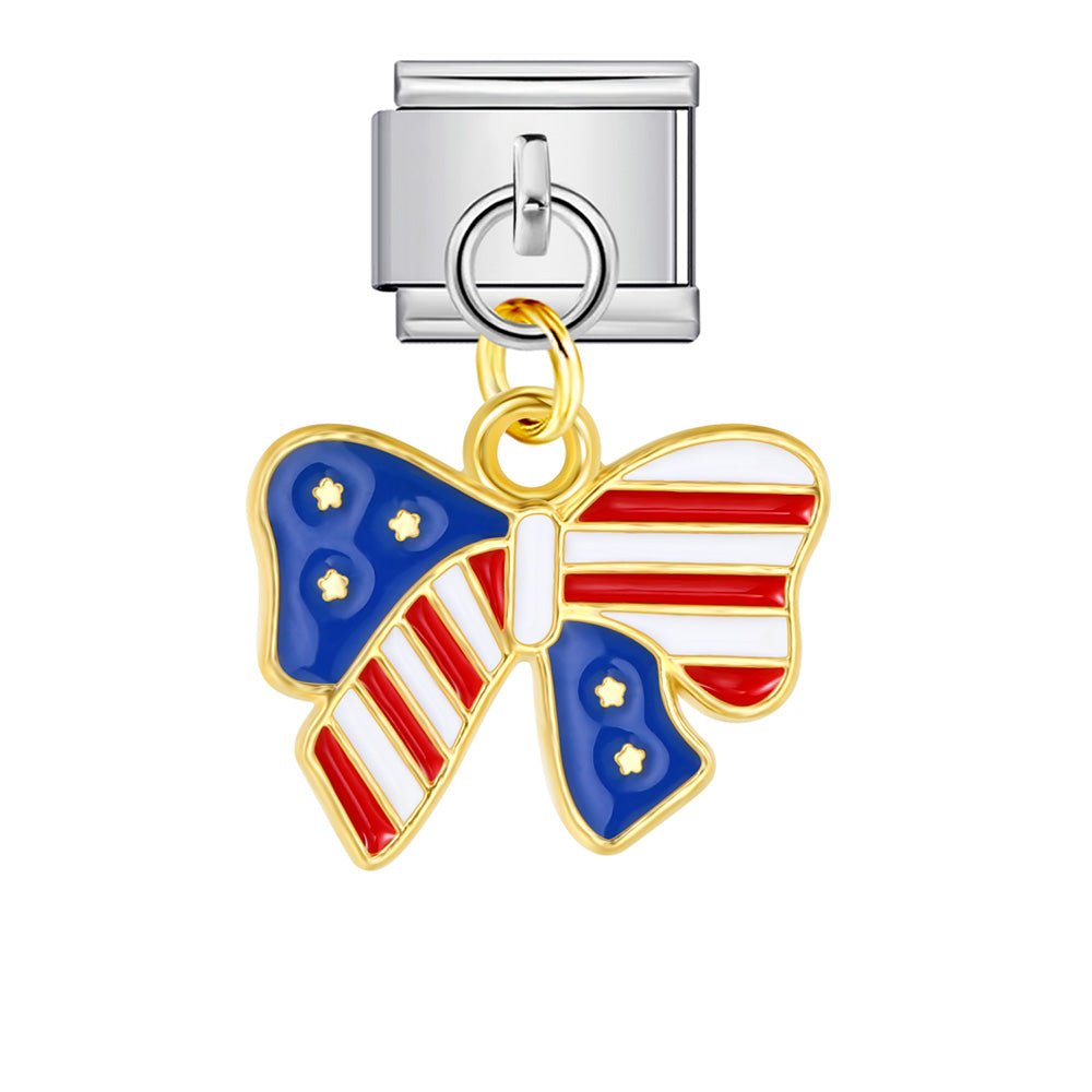 Dangling USA Bow -– Italian Charm Bracelet by Charmette