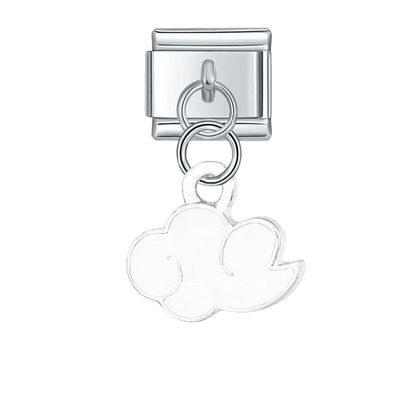 dangling cloud Italian charm 9mm bracelet link White