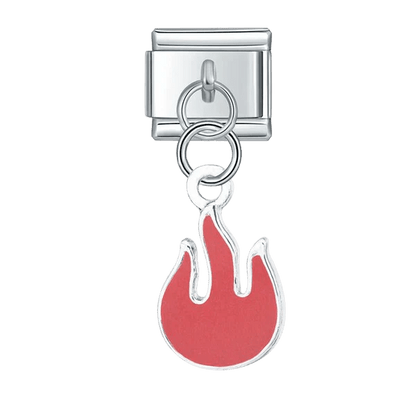 dangling flame Italian charm 9mm bracelet link Red