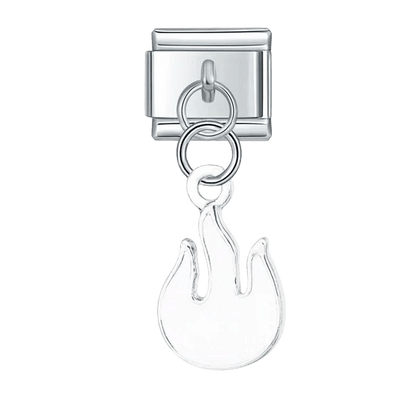 dangling flame Italian charm 9mm bracelet link White