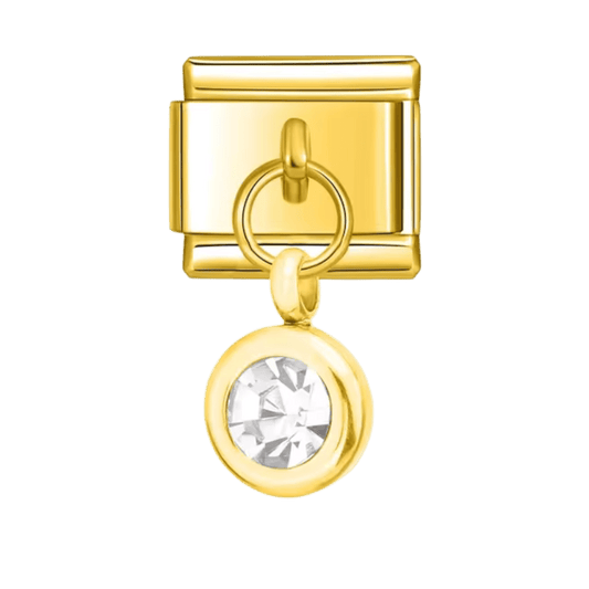 dangling gem 9mm italian charm on charm bracelet