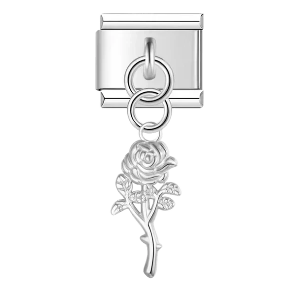 dangling rose Italian charm 9mm bracelet link 
