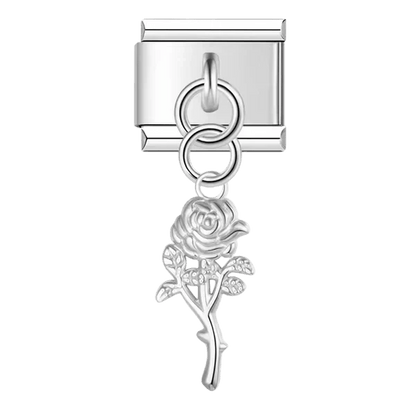dangling rose Italian charm 9mm bracelet link 