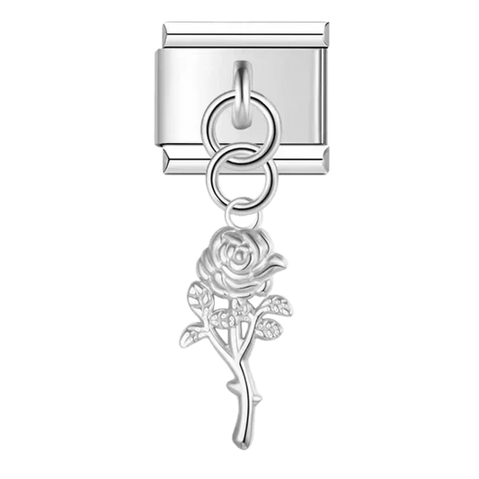dangling rose Italian charm 9mm bracelet link 