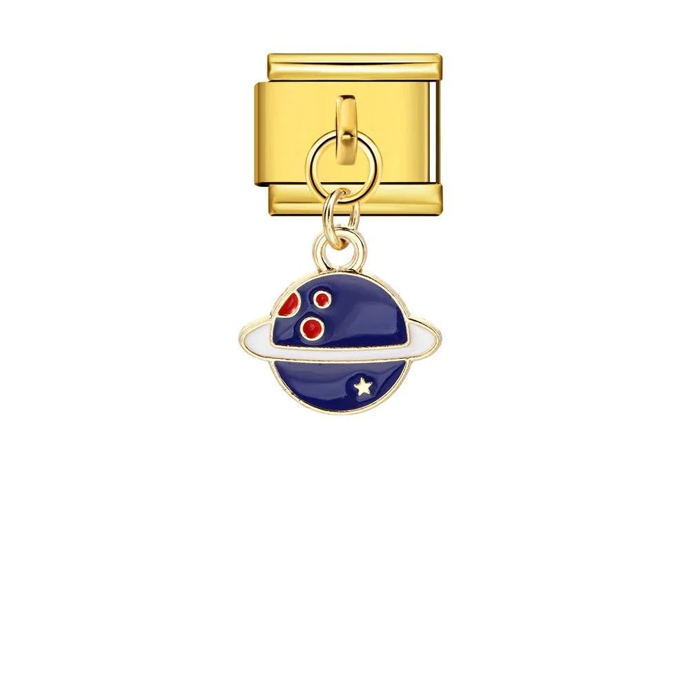 Dark Blue Hanging Planet - – Italian Charm Bracelet by Charmette