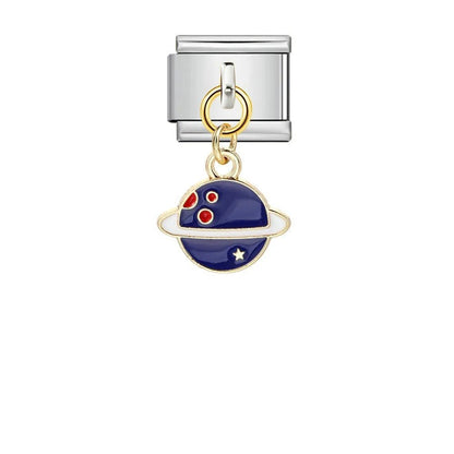 Dark Blue Hanging Planet - – Italian Charm Bracelet by Charmette