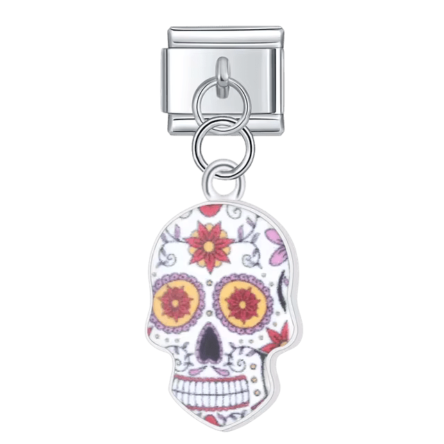 dia de los muertos sugar skull dangle Italian charm 9mm bracelet link