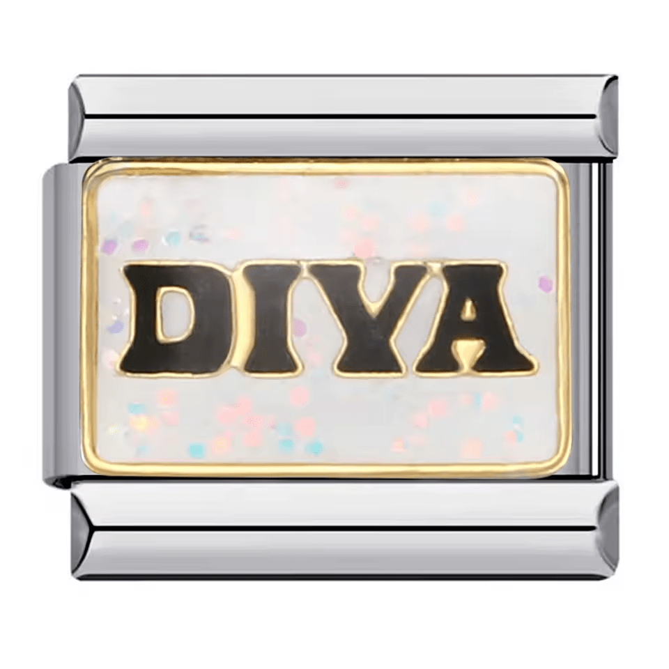 diva Italian charm 9mm glitter enamel diva bracelet charm