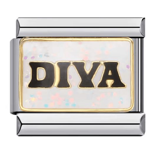 diva Italian charm 9mm glitter enamel diva bracelet charm