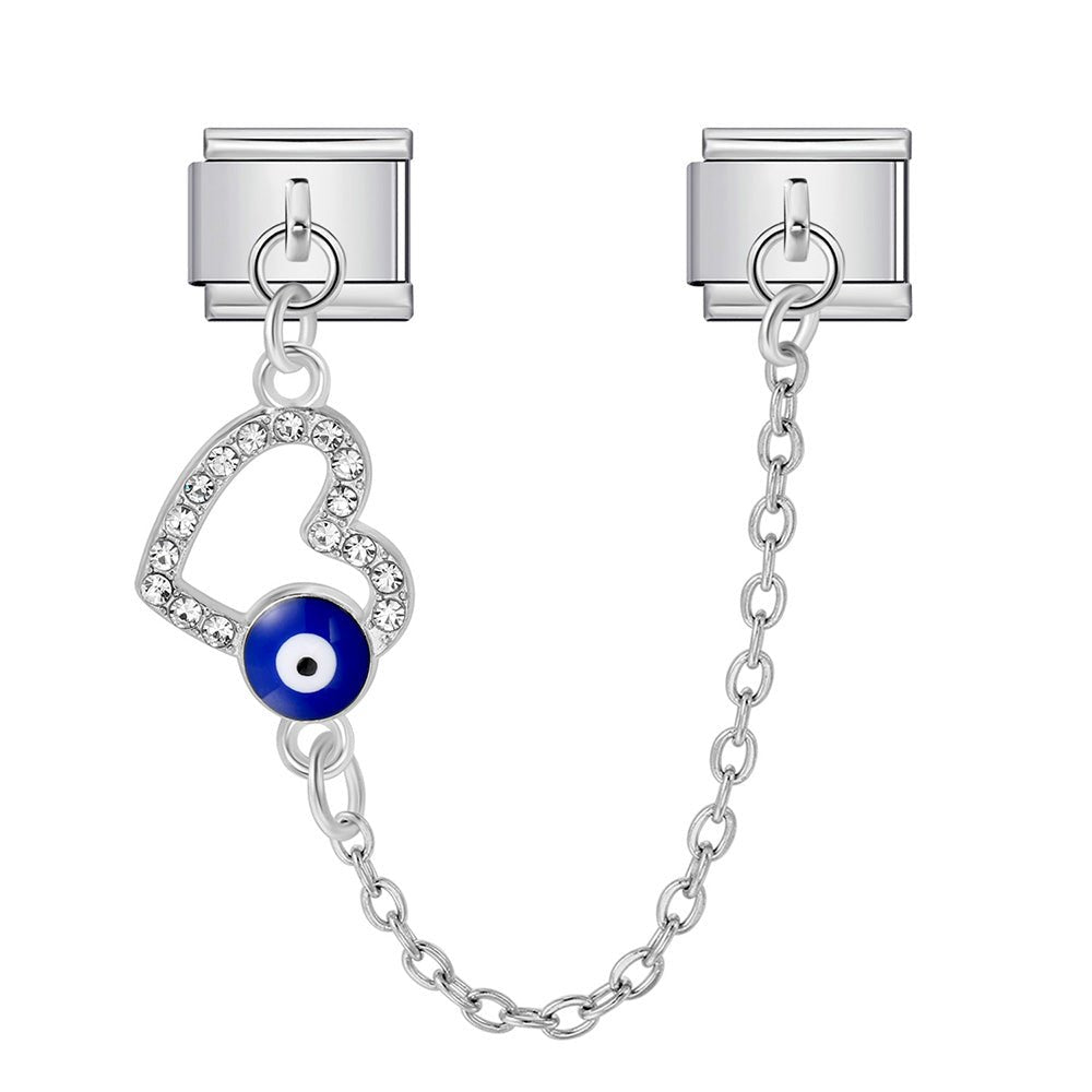 Evil Eye Heart Chain -– Italian Charm Bracelet by Charmette
