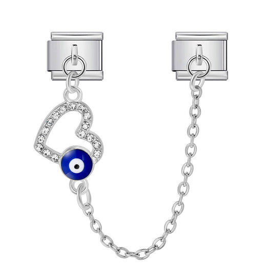 Evil Eye Heart Chain -– Italian Charm Bracelet by Charmette