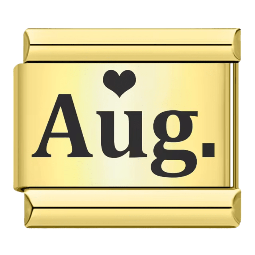 gold August month Aug Italian charm 9mm for Italian charm bracelet