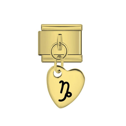 gold Dangling Capricorn zodiac 9mm Italian charm by Charmette compatible with all Italian charm bracelets