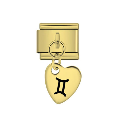gold Dangling Gemini 9mm Italian charm by Charmette compatible with all Italian charm bracelets