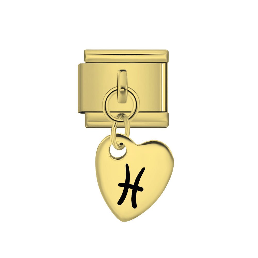 gold Dangling Pisces 9mm Italian charm by Charmette compatible with all Italian charm bracelets