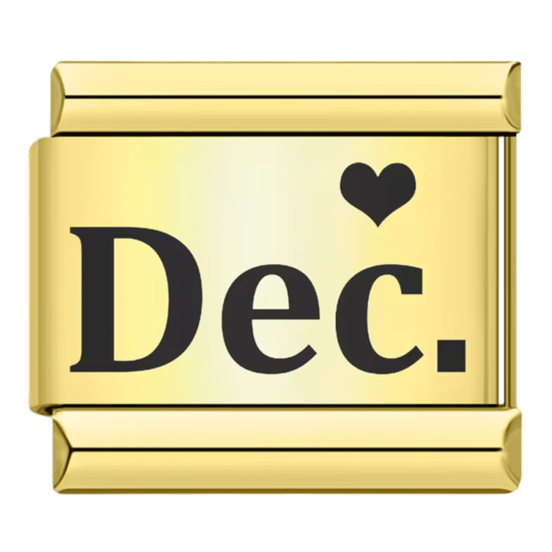 gold December month Dec Italian charm 9mm for Italian charm bracelet