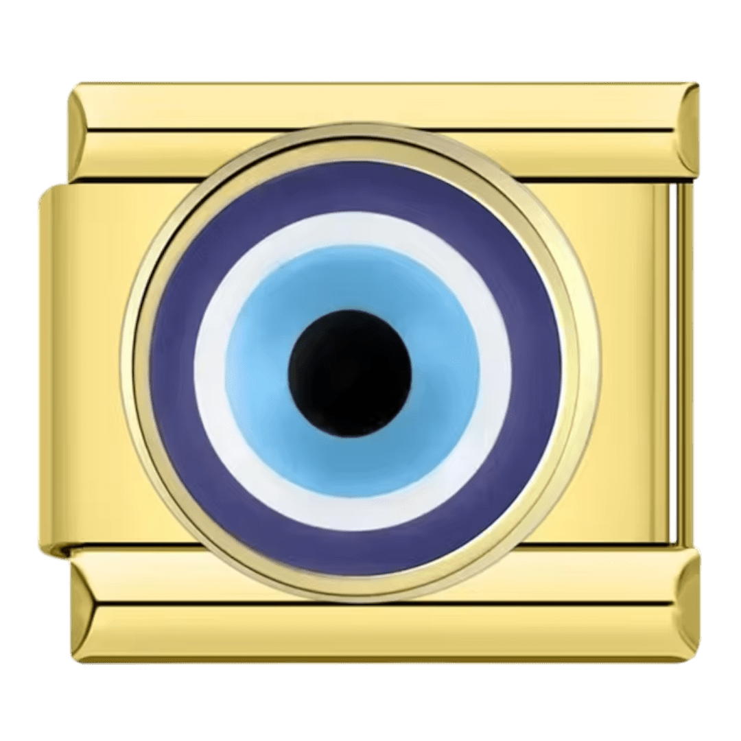 gold Evil eye 9mm Italian charm by Charmette compatible with all Italian charm bracelets
