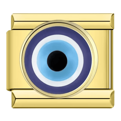 gold Evil eye 9mm Italian charm by Charmette compatible with all Italian charm bracelets