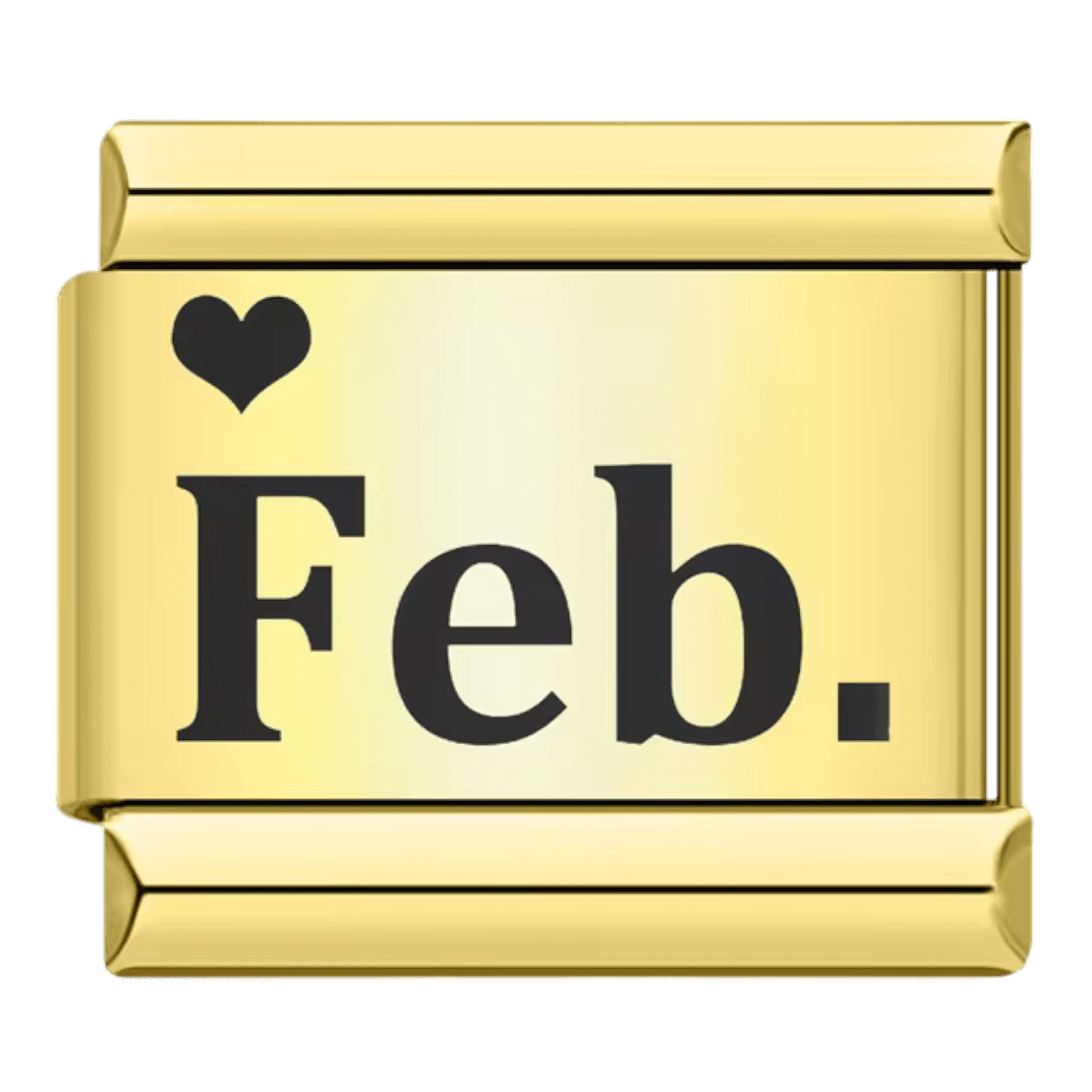 gold February month Feb Italian charm 9mm for Italian charm bracelet