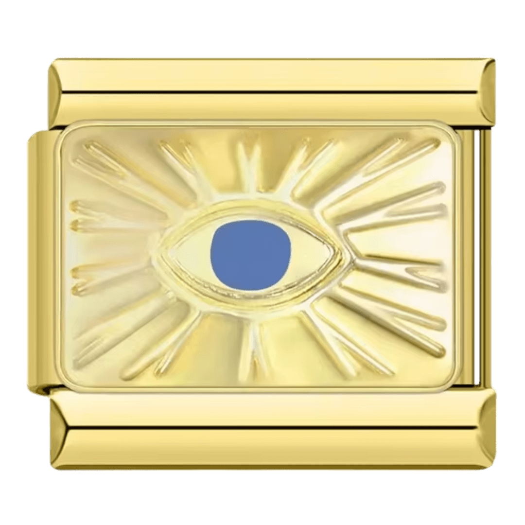 gold Gold-tone Eye of Providence with blue center 9mm Italian charm