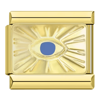 gold Gold-tone Eye of Providence with blue center 9mm Italian charm