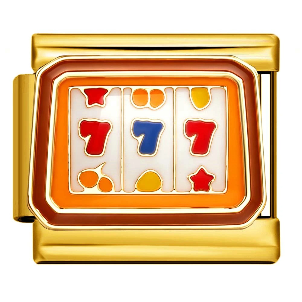 gold Jackpot slot machine Italian charm 9mm with colorful 777 reels