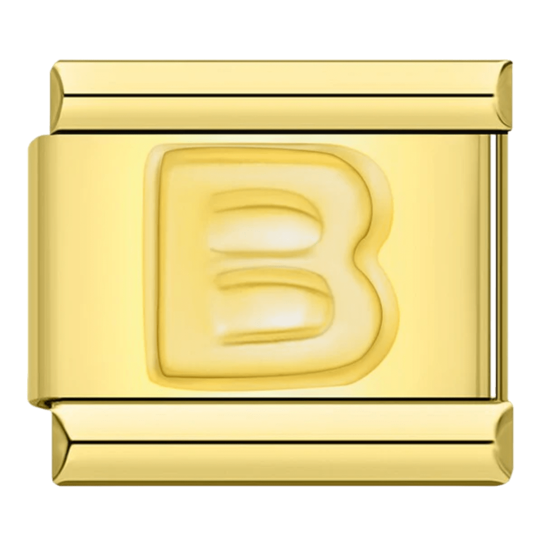 gold Letter B initial Italian charm 9mm bracelet link