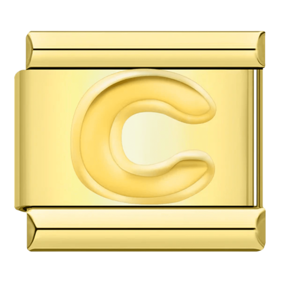 gold Letter C initial Italian charm 9mm bracelet link