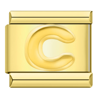gold Letter C initial Italian charm 9mm bracelet link