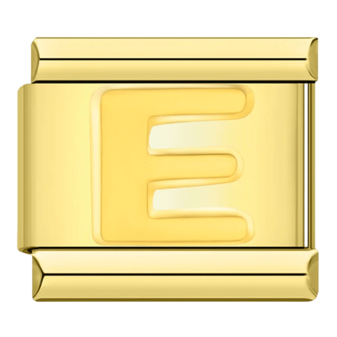 gold Letter E initial Italian charm 9mm bracelet link