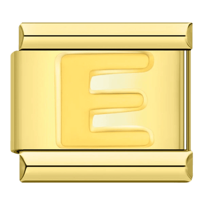 gold Letter E initial Italian charm 9mm bracelet link