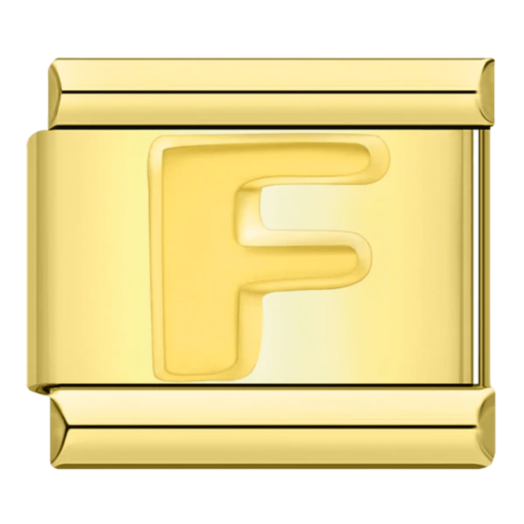 gold Letter F initial Italian charm 9mm bracelet link