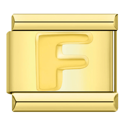 gold Letter F initial Italian charm 9mm bracelet link