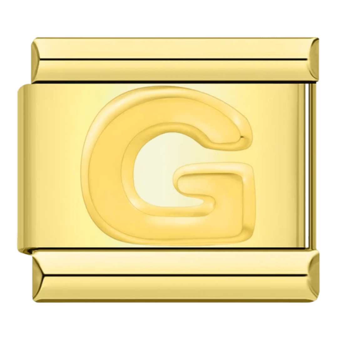 gold Letter G initial Italian charm 9mm bracelet link