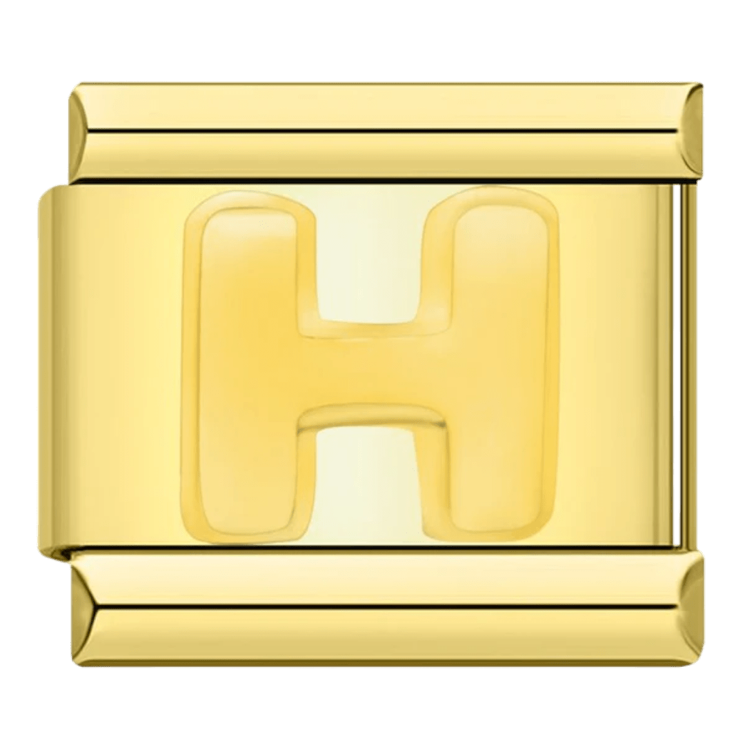 gold Letter H initial Italian charm 9mm bracelet link