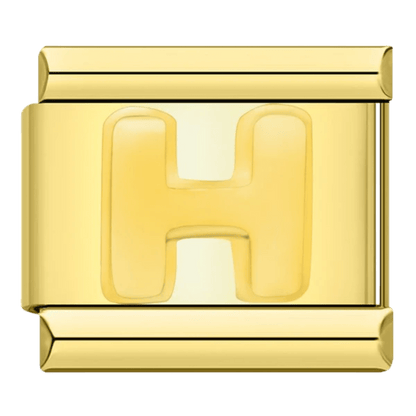gold Letter H initial Italian charm 9mm bracelet link