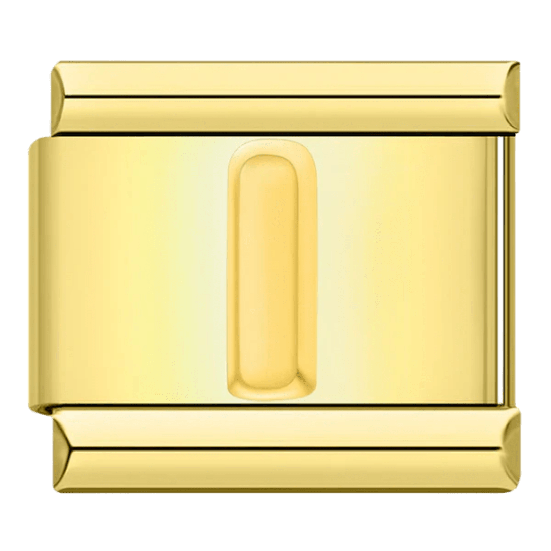 gold Letter I initial Italian charm 9mm bracelet link