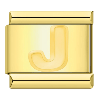 gold Letter J initial Italian charm 9mm bracelet link