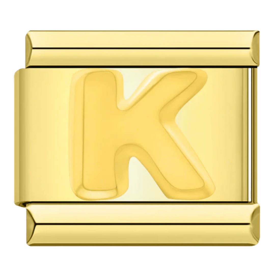 gold Letter K initial Italian charm 9mm bracelet link