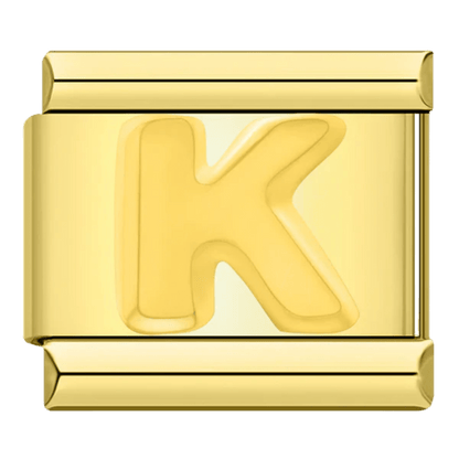gold Letter K initial Italian charm 9mm bracelet link