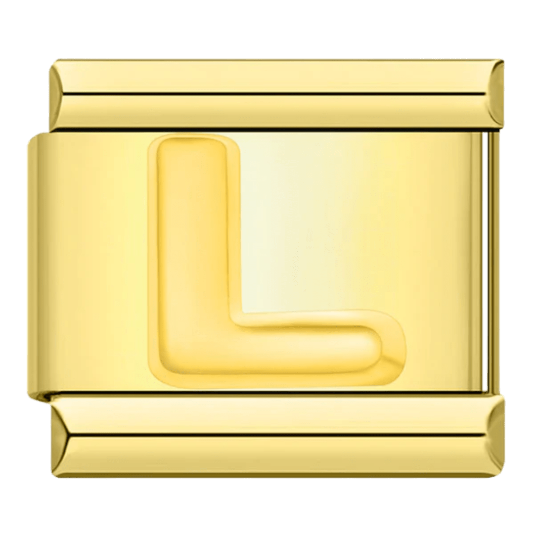 gold Letter L initial Italian charm 9mm bracelet link