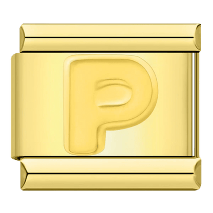 gold Letter P initial Italian charm 9mm bracelet link
