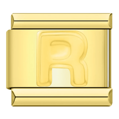 gold Letter R initial Italian charm 9mm bracelet link